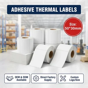 50*30mm Heat Sensitive Barcode Rectangle Thermal Self Adhesive Labels for Electronic Component Labeling