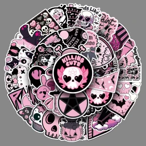 50 Black Gothic Stickers Creative Cool Trendy Dark Style Decorations for Computers Skateboards and Guitars