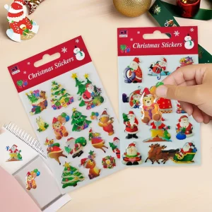 50 Designs Promotional Gift 3D Cute Christmas Epoxy Stickers Sheet for Journal