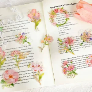 50 PET stickers per pack Starry Flower Charm Series Retro Plant and Flower Handbooks DIY Decorative Stickers