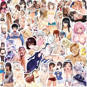 50 Pcs Sexy Anime Girl Stickers Bunny and Maid Cartoon Vinyl Sticker Laptop Decals Design for Promotional