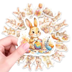 50 Piece Vinyl Adhesive Rabbit Egg Stickers for DIY Water Cups and Luggage