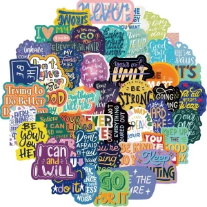 50 Pieces Inspirational English Graffiti Stickers Waterproof