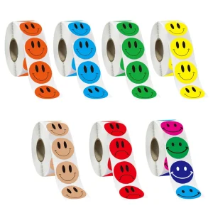 500 Coated Paper Circular Stickers Roll 25cm Roll Self Adhesive Color for Face Sticker for Bonus Chart Decoration