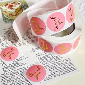 500 Pcs One Roll 1Inch Waterproof Thank You Stickers Roll For Small Business