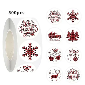 500 Pcs Round Christmas Festival Gift Packing Stickers 1inch Envelope Sealing DIY Bonbon Decoration Stickers
