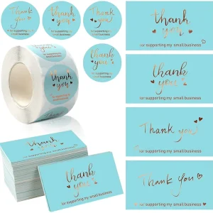 500 Roll 3.8cm Coated Paper Adhesive Decorative Stickers Labels Cards for Supermarket Grocery Promotion Thank You for Your