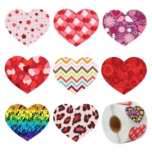 500 Sheets 1.5 Inch Heart Gift Wrapping Stickers for Valentines Day Bag Packaging Gift Wrapping Decorations Stickers