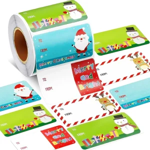500 Sheets Roll Christmas Festiva Rectangular Paper Sticker Packaging Labels Handwritten Blessing Gift Wrapping Stickers