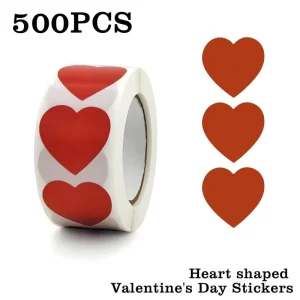500 Stickers Roll Up Color Love Self Adhesive Durable Paper Heart Shaped Stickers Wedding Gift Decoration Sealing Promotion