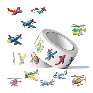500Pcs Cartoon Airplane Toy Roll Stickers 1 Inch Helicopter Home Decor Toy for Children