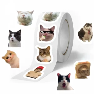 500Pcs Cats Memes DIY Roll Stickers 1 inch Envelope Sealing Sticker Gift