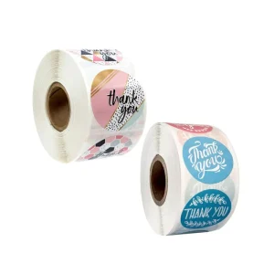 500pcs Roll Paper Label Stickers Foil Thank You Stickers Scrapbooking Wedding Envelope Handmade Gift Christmas Party 25MM