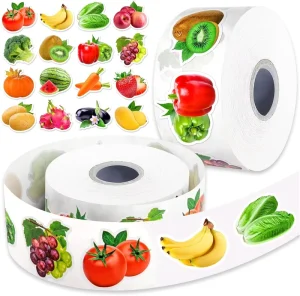 500pcs Roll Vegetables Fruits Adhesive Stickers Waterproof 1inch Gift Bag Sealing Cup Decoration Label Sticker