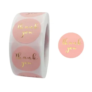 500pcs/roll Decorative Label ‘Thank You’ Promotional Stickers 5 Colors with Free Gift Box Packaging for Small Business