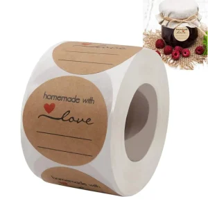 500pcs roll Kraft Paper Adhesive Sticker Homemade with Love Scrapbooking Labels