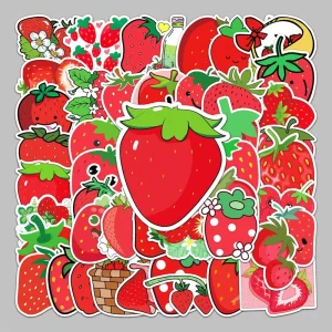 50PCS Factory Fruit Plants Personality Trend Strawberry Stickers Guitar Camera Laptop Scooter Stickers