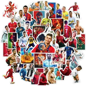 50PCS Famous Soccer Superstar Ronaldo Sticker for Football Lovers Wall Laptop Skateboard Decoration