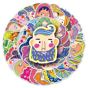 50PCS Original Graffiti Head Stickers Children Cute Cartoon Graffiti Waterproof Decoration Laptop Water Cup Vinyl Car Sticker