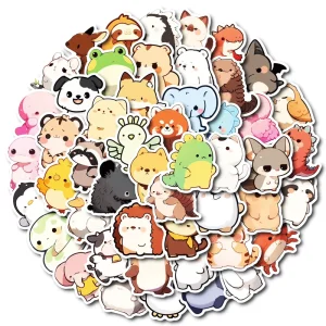 50PCS Waterproof Vinyl Decals Cute Cartoon Animal Stickers for Laptop Water Bottle Notebook DIY Scrapbook Kids Gift Kawaii Set