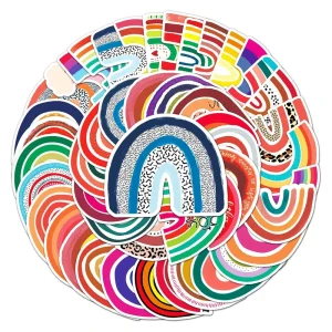 50Pcs Creative Rainbow Bridge Cartoon Stickers Waterproof Die Cut Vinyl DIY Decals for Water Bottle Fridge Cabinet Suitcase