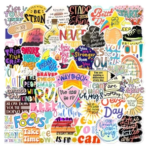 50Pcs Fresh Inspirational Word Decorative Stickers Label for Suitcase Laptop Bike Guitar Scrapbook Skateboard Waterproof Sticker