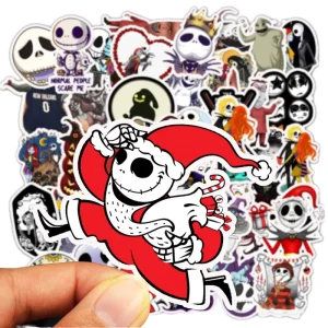 50Pcs Funny Halloween PVC Vinyl Stickers Nightmare Before Christmas UV Printing Promotional Gifts