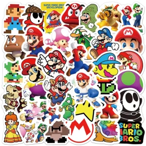 50Pcs New Style Game Mario Decorative Stickers Label for Luggage Laptop Guitar Scrapbook Skateboard Waterproof Sticker