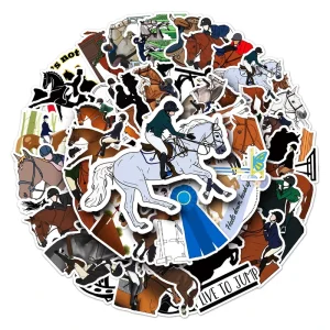 50Pcs Sports Equestrian Sticker Waterproof Printing PVC Cute Cartoon Sticker