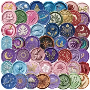50Pcs Transparent Sealing Wax Decorative Stickers for Book Envelope Decor Seal Stamp Sticker