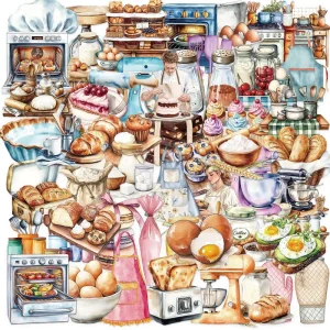 50Pcs Transparent Waterproof Lamination Baking Decorative Stickers for Bottle Wall Decor Cartoon Cake Bakery Gift Sticker