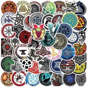 50Pcs Viking Totem Logo Graffiti Sticker for Girl Student Notebook Diary Luggage Laptop Phone Decorative Logo Stickers