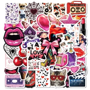50Pcs Y2K Sexy Pink Aesthetic Graffiti Stickers for Phone Laptop Downtown Cute Girl Sticker