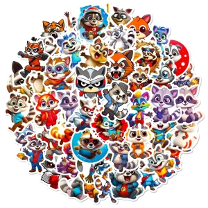50pcs Bags Color Animals PVC Waterproof Graffiti Decorative Sticker Packs for Kids Laptop Cup Notebook Skateboard