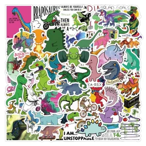 50pcs Cartoon Sticker Packs Cute Dinosaur Waterproof Graffiti Decorative Sticker for Outdoor Used Stationery Laptop Wall Decal