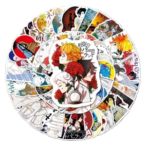 50pcs Factory Outlet Cartoon Manga Vinyl PVC Sticker Printing the Promised Neverland Anime Stickers