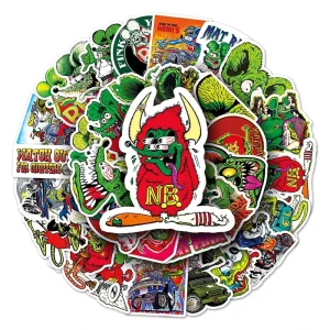 50pcs Factory Outlet Mobile Phone Dit Cut Cartoon Vinyl PVC Sticker Printing Rat Fink Anime Stickers
