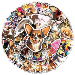 50pcs High Quality Cartoon Cartoon Animal Sticker Decorative Kawaii Luggage Custom Chihuahua Sticker