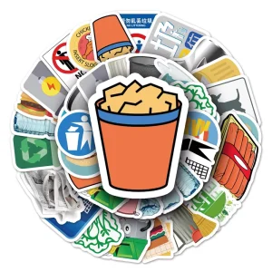 54pcs Promotional Stickers Garbage Classification Cartoon Sticker Decorative iPad Notebook Waterproof Sticker