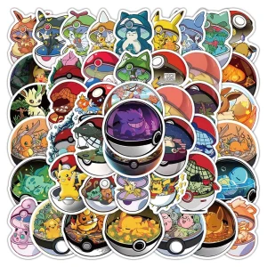 55PCS Cute Cartoon Sleeping Poke Monster Ball PVC Waterproof Sticker