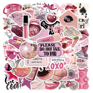 55PCS pink disco ball sexy lip downtown girl sticker