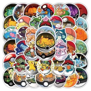 55Pcs Cute Cartoon Design Sleeping Monster Ball Stickers Waterproof Laptop Guitar Skateboard DIY Decoration Sticker