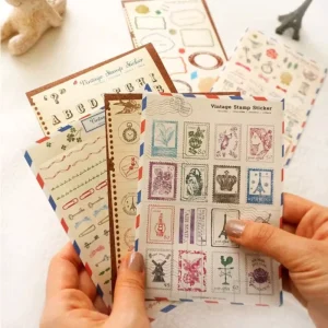 6 Pack Creative Paper Journaling Stickers Vintage Decorative Postmark Labels