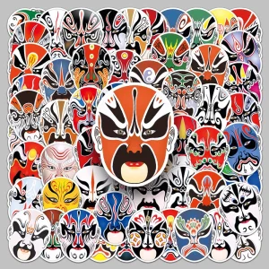 60pcs Factory Hot selling Chinese Cultural and Creative Decorative Facial Mask B Stickers for Suitcases & Laptops