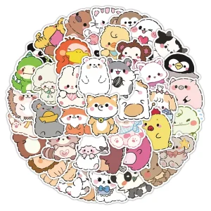 60pcs bag Cartoon Animal Cute Stickers Custom logo Waterproof Journals Sticker Scrapbooking Decorative Vinyl Sticker Label