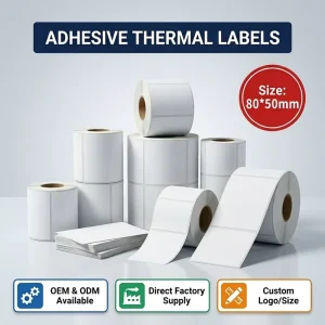 80x50mm Thermal Adhesive Label Sticker Strong Adhesion Barcode Labels for Warehouse Logistics Shipping Tags Manufacturer