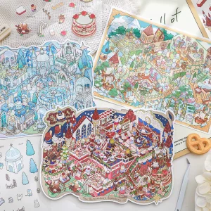 A Pack of Miniature Scenery Stickers The Dream Song Series White Ink PET Large-Size Stickers