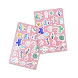 A4 A5 A6 Full Colour Cartoon Die Cut Waterproof Self Adhesive Vinyl Transparent Cute Sheets Custom Logo UV Custom Sticker