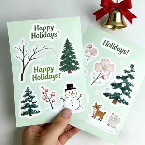 A4 A5 A6 Vinyl Cute Stickers Water Resistant Custom Made Digital Printing Kids PVC Kiss Cut Stickers for Gift