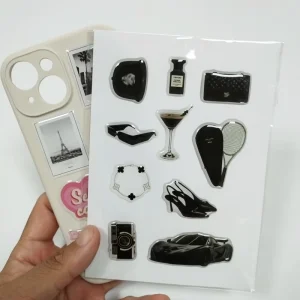 A5 A6 Fashionable Die Cut 3D Epoxy Sticker Dome Crystal Custom Decorative Mobile Phone Stickers